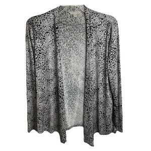 Laura Ashley Women's Open Front Gray Long Sleeve‎ Animal Print Cardigan Size S